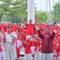 Murid PAUD bersama guru dan orang tua mengikuti rangkaian Gebyar PAUD se-Kota Payakumbuh di halaman Balai Kota Payakumbuh.