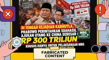 (Hoax) Prabowo Minta Nenkeu Ajukan Utang ke China untuk MBG
